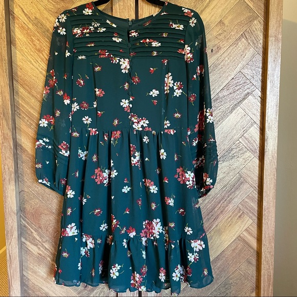 SOLD 🛍 Madewell Sheer-Sleeve Pintuck Ruffle Dress in Spruce Blooms MSRP $138 - Picture 5 of 5